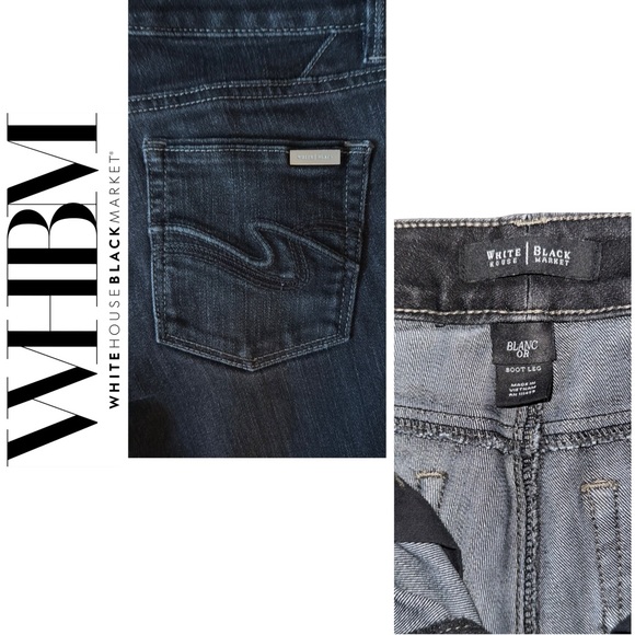 NEW White House Black Market Blanc Embroidered Black Bootcut Jeans - Size 0R - Picture 7 of 8